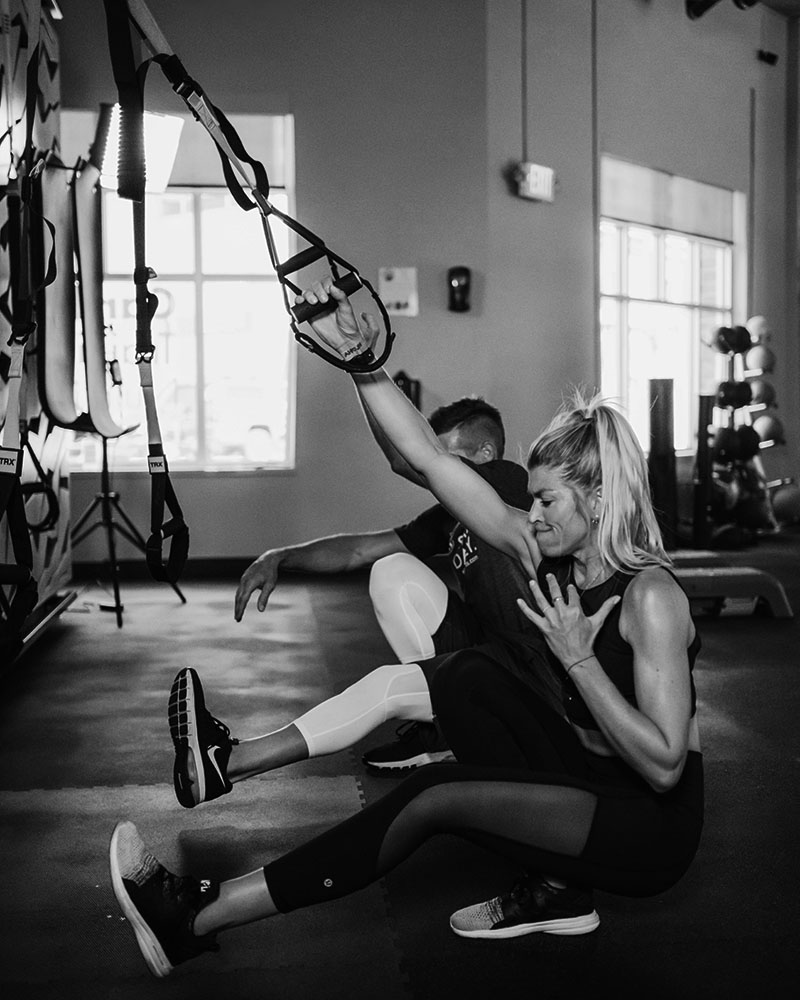 woman and man training