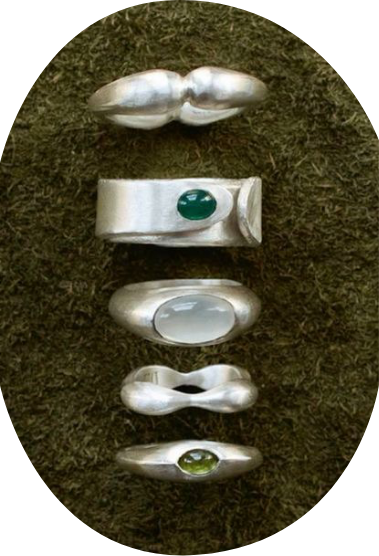 silver rings on grass